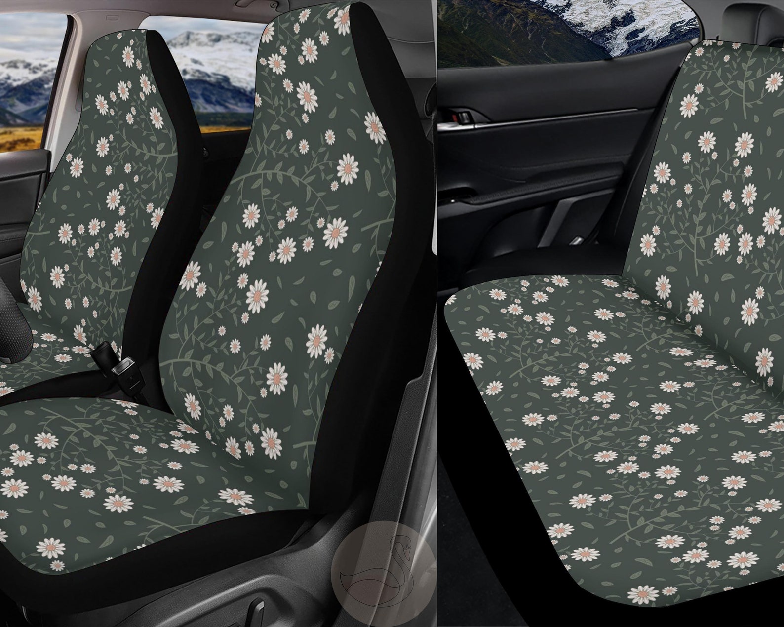 Cottagecore Boho Daisy Car Seat Covers Cute Floral Botanical Etsy