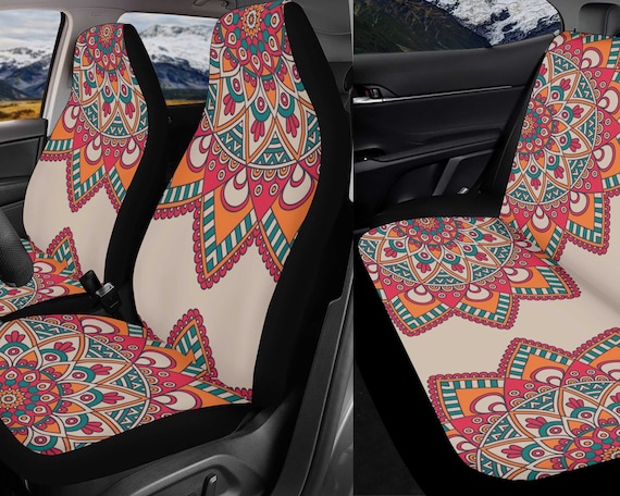 Mandala Muster Auto Sitzbezüge, Niedliche Sitzbezug für Auto Full Set,  Vorder und Rückseite Auto Innenraum Dekor, Sitzbezug für Fahrzeug - .de