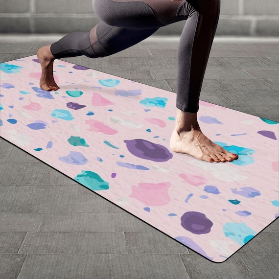 Buy Cute Pink Terrazzo Yoga Mat, Custom Personalized Yoga Mat