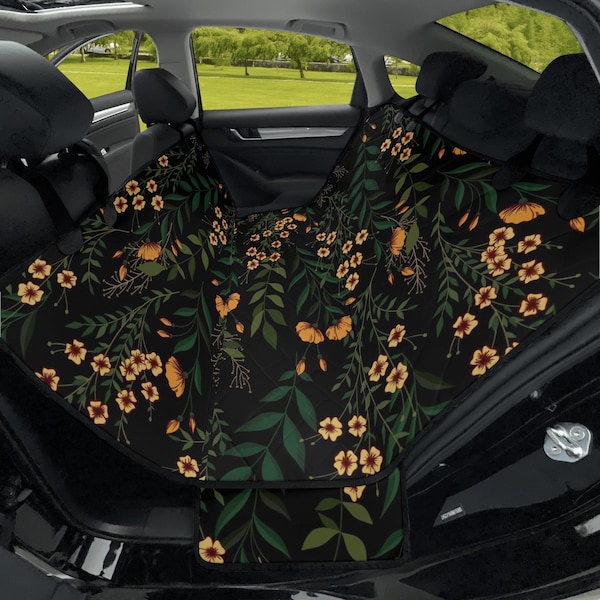 Cottagecore Forest Nature Floral Washable Pet Car Bench Seat Cover, Washable Animal Travel Pet Supplies, Dog Back Seat Protector for Vehicle