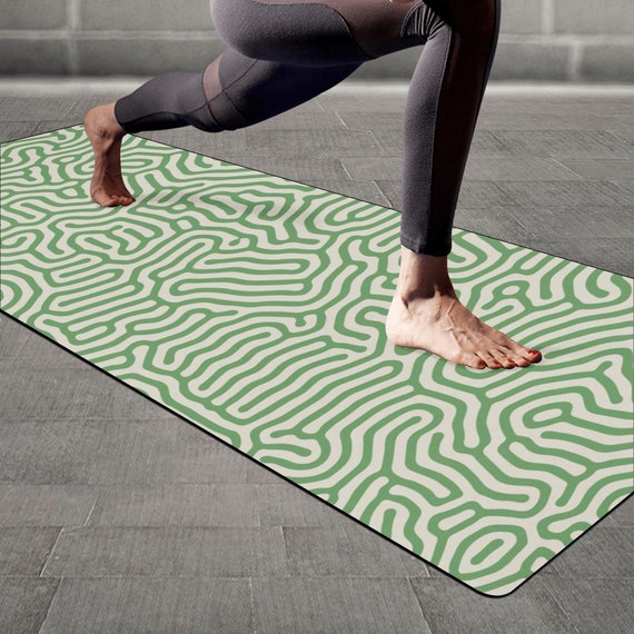 Sage Green Aesthetic Abstract Yoga Mat, Custom Personalized Yoga