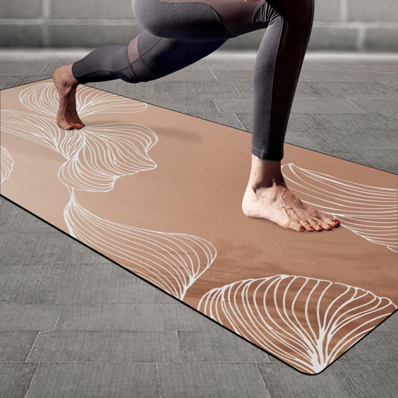 Aesthetic Line Art Floral Yoga Mat, Custom Personalized Yoga Mat