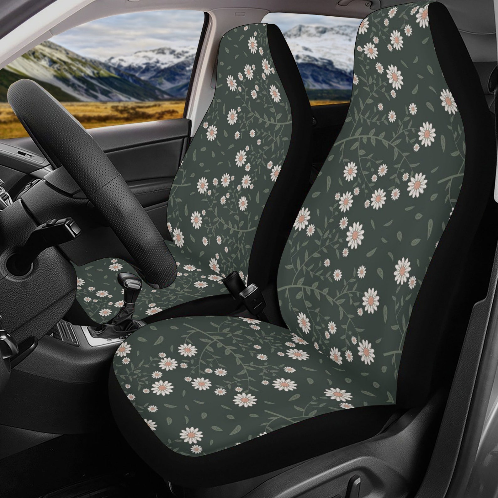 Cottagecore Boho Daisy Car Seat Covers Cute Floral Botanical Etsy