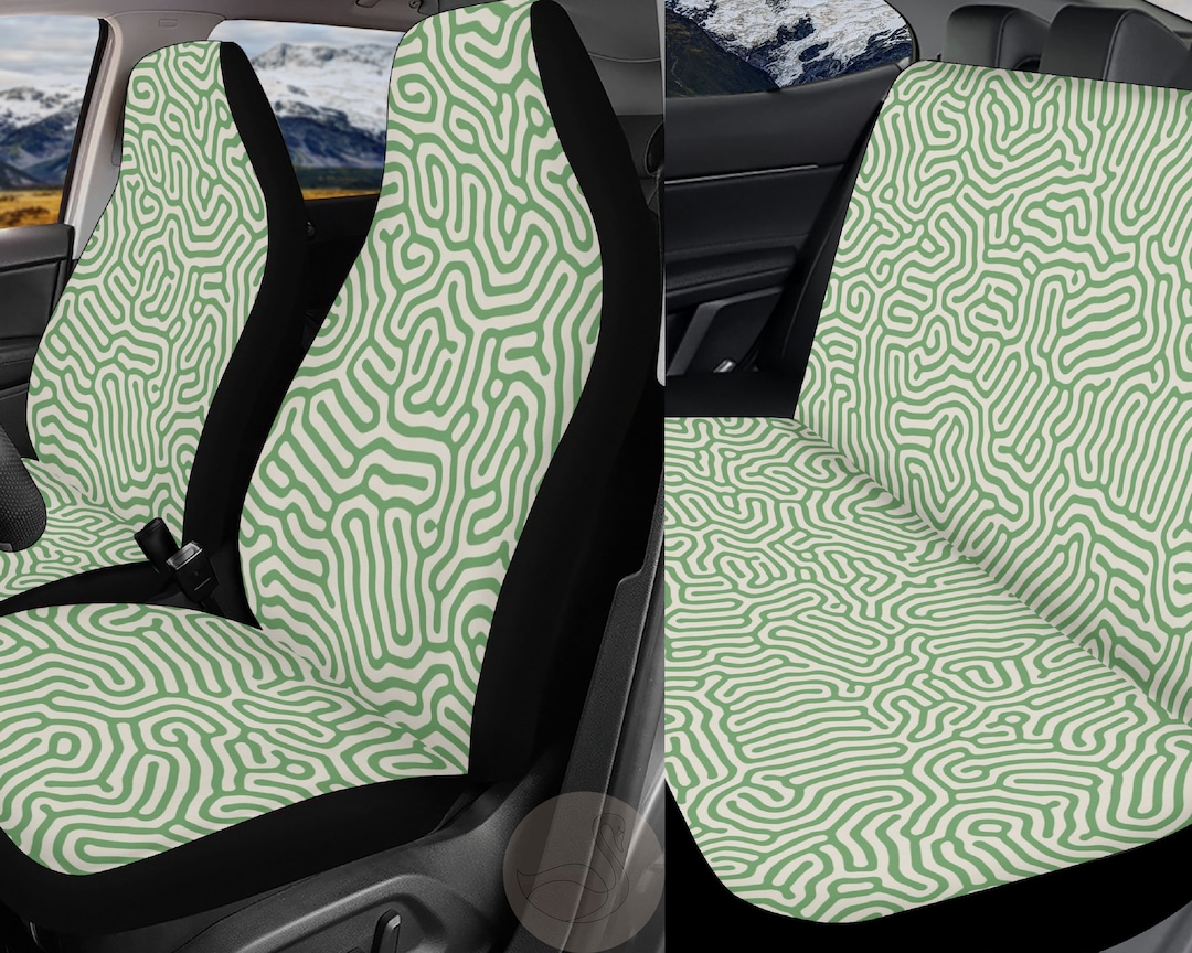 Vintage Green Car Seat Covers, Cute Seat Cover for Car Full Set, Front