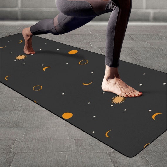 Cute Celestial Sun and Moon Boho Yoga Mat, Custom Personalized Yoga Mat,  Exercise Mats, Pilates Mat, Fitness Gym Mat, Home Workout Mat 