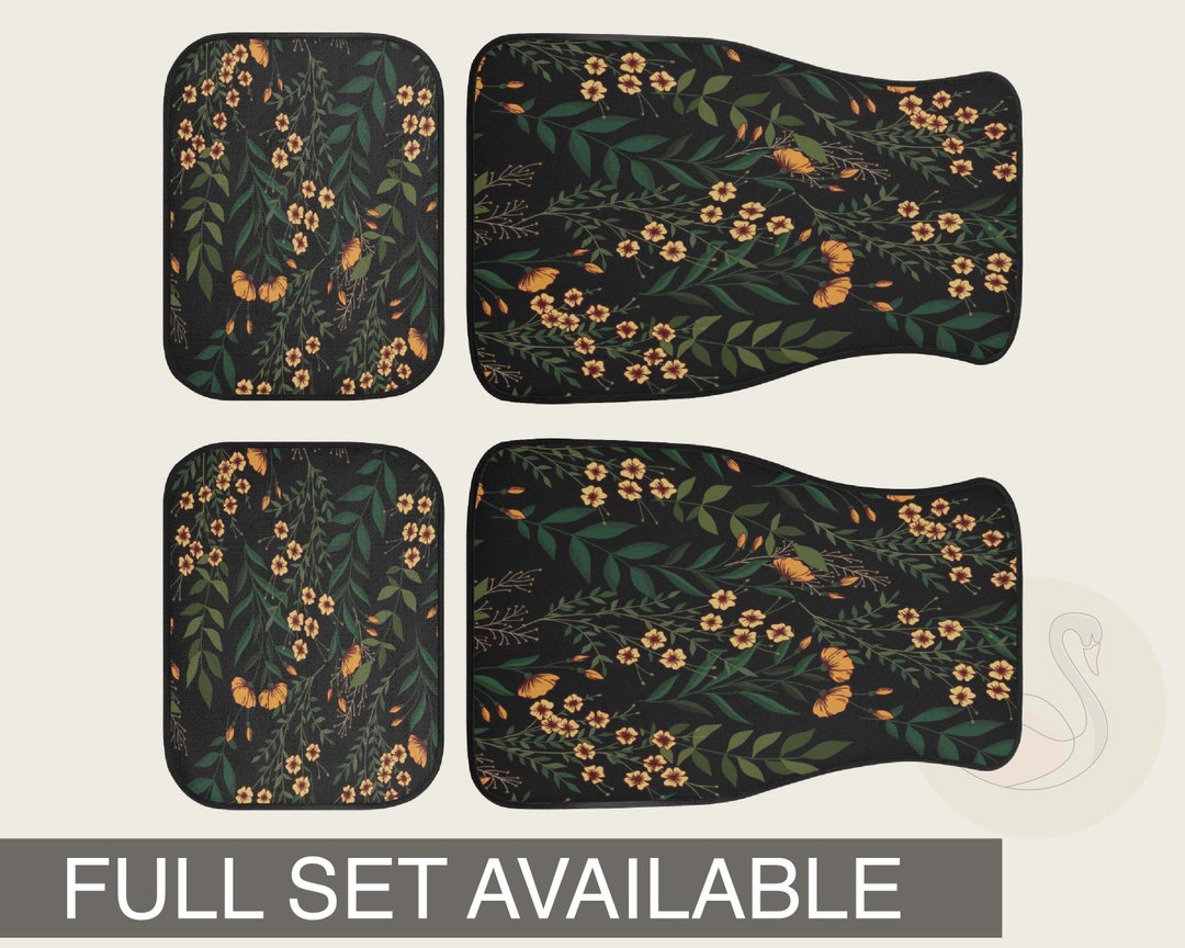 Vintage Floral Car Floor Mats, Flower Power Car Floor Mats, Boho Hippie