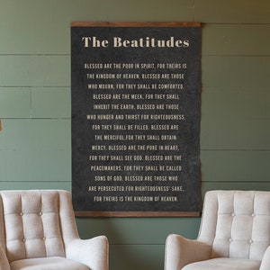 The Beatitudes Canvas Sign | Large Canvas Scripture Art | Bible Verse Sign | Scripture Canvas Tapestry | 181