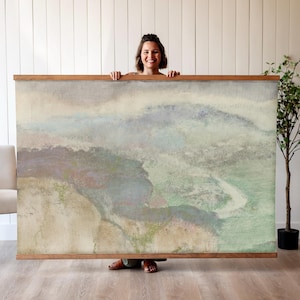 Extra Large Mountain Tapestry: Abstract Oil Painting Print on Canvas | 595