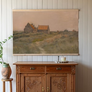 Vintage Barn Scene Canvas Tapestry: Country Landscape Wall Art | 400