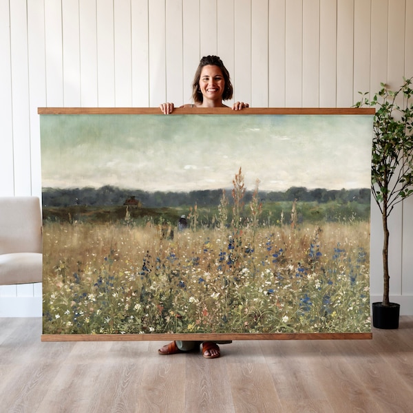 Tapiz de lona extragrande con diseño floral vintage para pared / 167