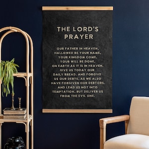 Christian Wall Art | The Lord&#39;s Prayer Sign | Large Canvas Scripture Art | The Lord&#39;s Prayer Hanging Canvas Art | Scripture Tapestry | 152