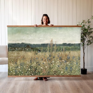 Christian Wall Art Tapestry | Consider The Lillies On Vintage Art | Botanical Scripture Art | Scripture Wall Art | Wildflower Tapestry | 170
