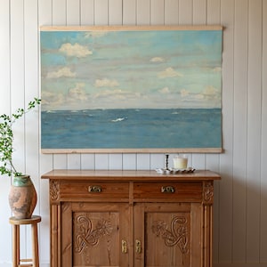 Oversized Ocean Art | Vintage Coastal Wall Art Hanging | Ocean Wall Art | Beach House Wall Decor | Coastal Tapestry | 145