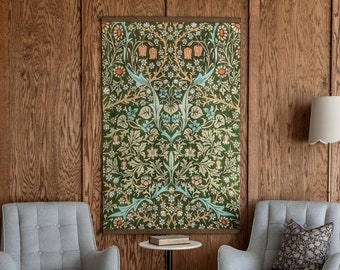 Vintage Wallpaper Art Tapestry | Botanical Textile Art Canvas | Vintage William Morris Art | Botanical Wall Art | Vintage Floral Art | 501