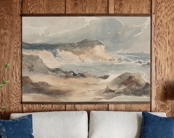 Vintage Coastal Tapestry: Beach House Canvas Wall Art | 408