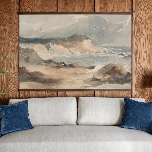 Vintage Coastal Tapestry: Beach House Canvas Wall Art | 408