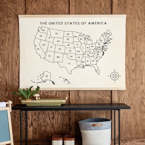 Art mural carte des États-Unis | Décoration de salle de classe | Carte des Etats-Unis | Décoration murale pour chambre d'enfants | Art mural Géographie | Carte des Etats-Unis d'Amérique | Plan de la chambre d'enfants | 157