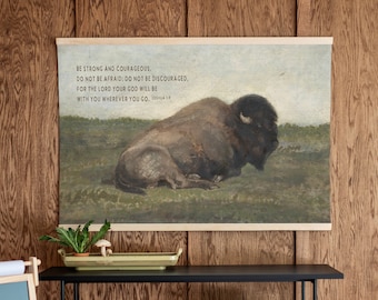 Buffalo Boys Room Scripture Canvas | Joshua 1:9 Christian Art | 554