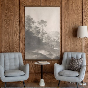 Vintage Black And White Art | Tapestry Wall Hanging Vertical | Black And White Wall Art | Extra Large Vertical Art | 158