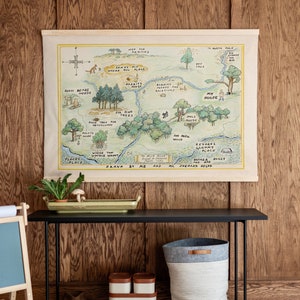 Winnie the Pooh Canvas Hanging Map | 100 Acre Wood Map | Kids Room Wall Decor | 154