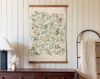 Oversized Vertical Botanical Wall Art | Textile Art Tapestry | Botanical Art Tapestry | Vintage Botanical Art | Vintage Floral Art | 151
