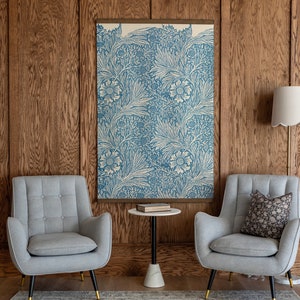 William Morris Vintage Textile Print on Hanging Canvas| Botanical Textile Wall Art | Vintage Floral Wallpaper Art | 506