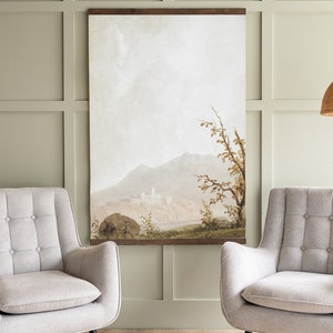 Neutral Wall Decor | Neutral Wall Tapestry | Neutral Vintage Wall Decor | Neutral Landscape Scene | Extra Large Wall Decor | 166