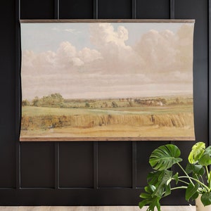 Fields of Green Tapestry | Vintage Prairie Scene | Canvas Tapestry Wall Art | Tapestry Canvas | Wall Art Tapestry | Wall Hanging | 197