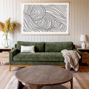 Extra Large Modern Abstract Canvas Tapestry | Mid Century Modern Living Room Art | Large Modern Living Room Wall Decor | 479