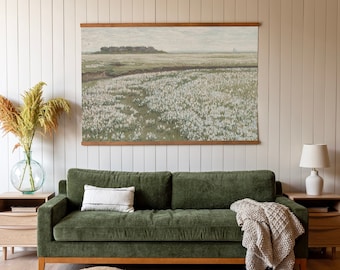 Large Vintage Flowering Field Art: Canvas Wall Hanging | 178