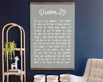 Psalm 23 Canvas Tapestry: Vertical Scripture Wall Hanging | 164