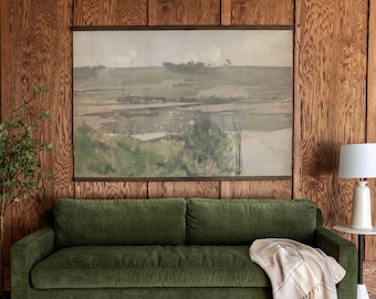 Large Canvas Tapestry Wall Hanging: Vintage Water Scene Art | 171