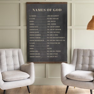 Large Scripture Sign | Names Of God Canvas Hanging | Extra Large Verse Sign | Large Scripture | Scripture Canvas Hanging | 190