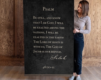 Psalm 46 Canvas Tapestry: Extra Large Christian Scripture Wall Art | 709