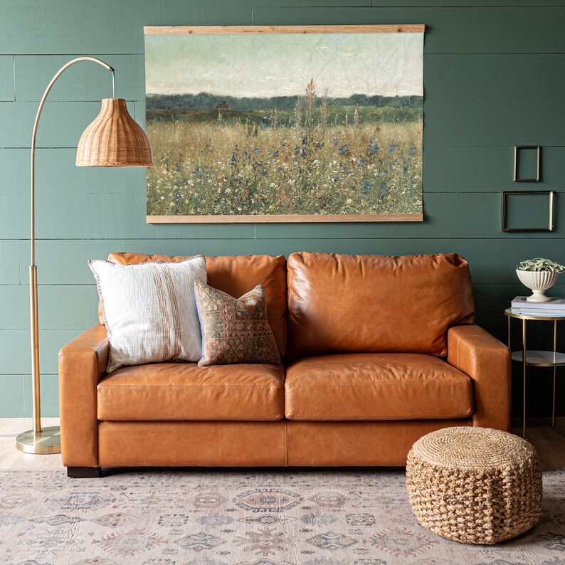 Vintage Art Wall Decor Field of Flowers Art Canvas Tapestry Etsy