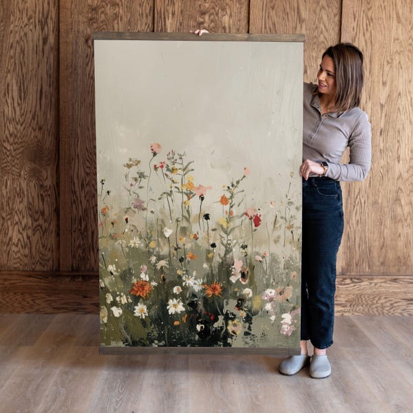Tapiz botánico para colgar en la pared: Arte floral cottagecore de gran tamaño / 667