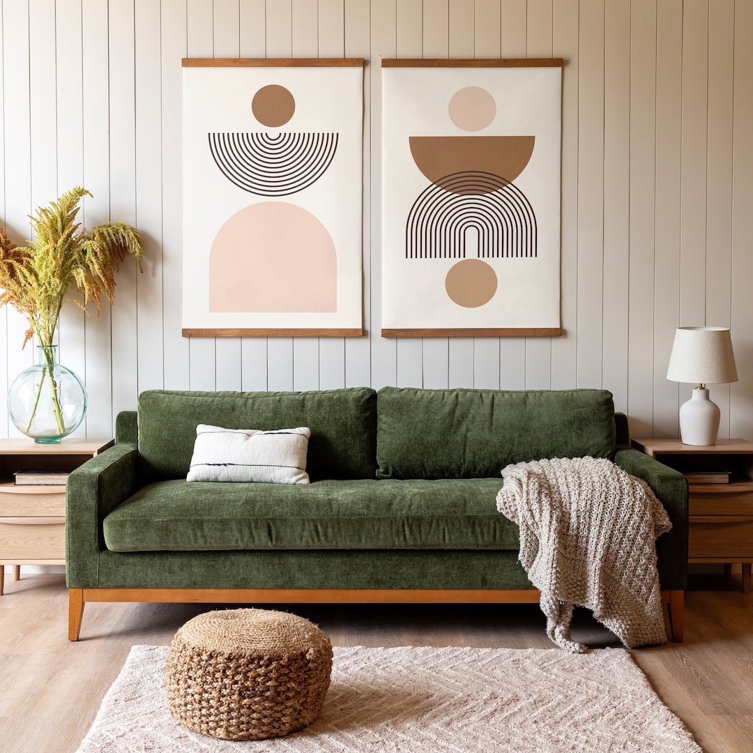 Mid Century Living Room Art Set Set of Large Geometric Modern Hanging Canvas Wall Art 478 Etsy