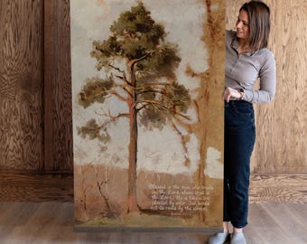 Jeremiah 17:7-8 Large Cotton Canvas | Vintage Tree Art Print | Tapestry Wall Hanging | 809