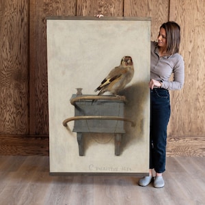 Vintage Finch Art Print: Large Bird Canvas Wall Hanging | 511