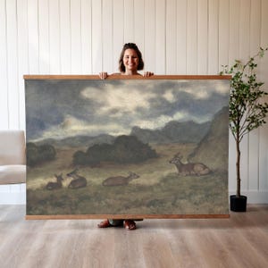 Deer Wall Art Tapestry: Oversized Cotton Canvas, Nature Artwork | 659