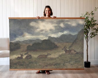 Deer Wall Art Tapestry: Oversized Cotton Canvas, Nature Artwork | 659