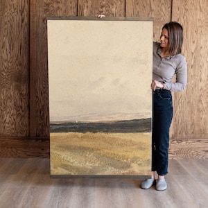 Abstract Prairie Tapestry | Tapestry Wall Hanging Vertical | Abstract Landscape Scene | Large Neutral Canvas Hanging | 187