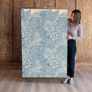 William Morris Vintage Textile Print on Hanging Canvas| Botanical Textile Wall Art | Vintage Floral Wallpaper Art | 506