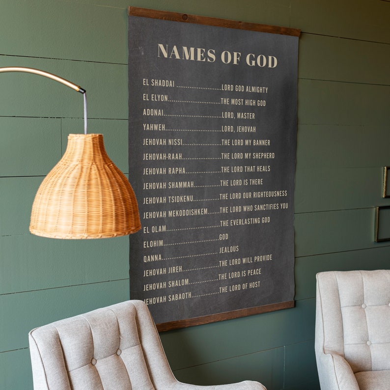 Large Scripture Sign Names of God Canvas Hanging Extra Etsy