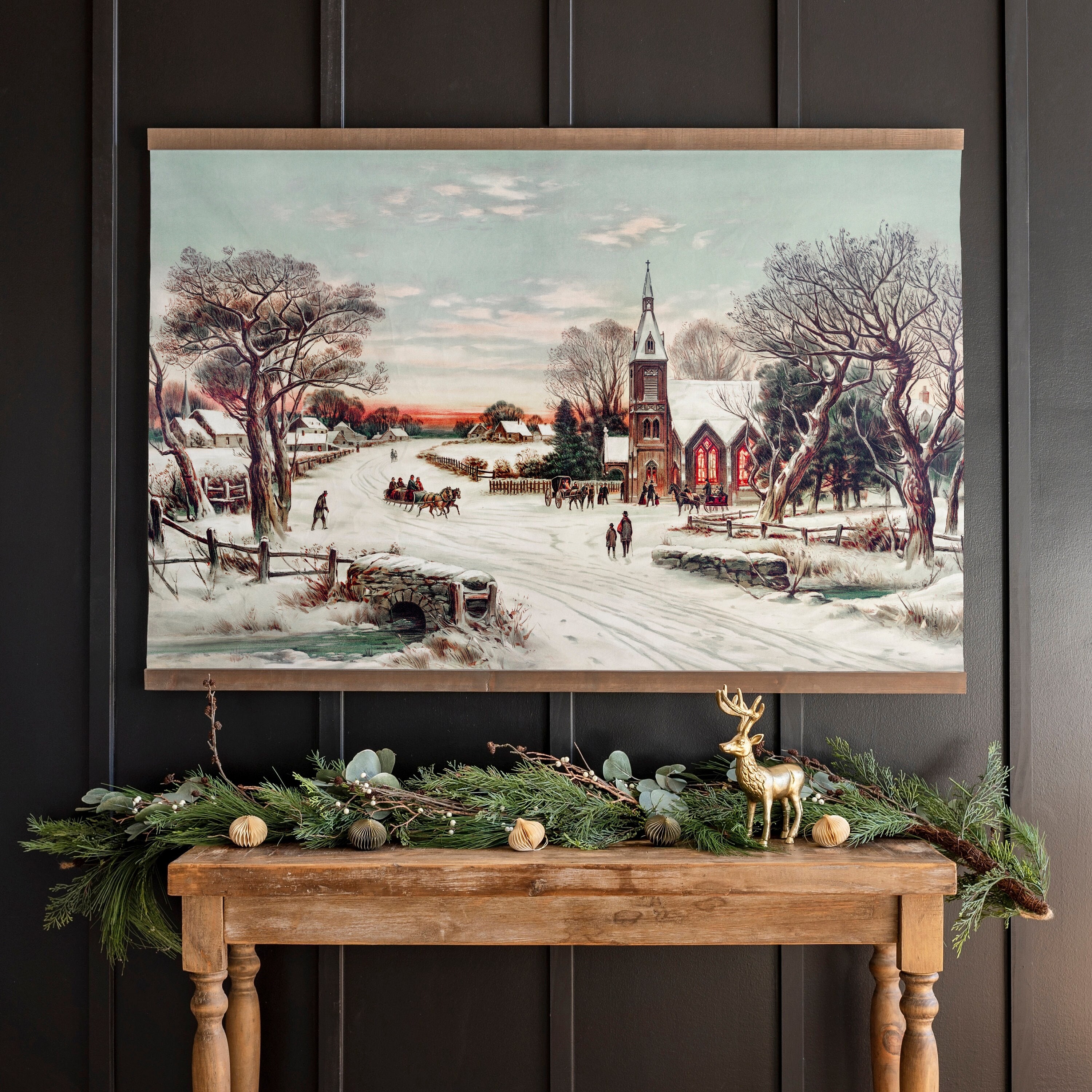 Large Vintage Merry Christmas Sign | Large Merry Christmas Tapestry | Merry Christmas Canvas Hanging Sign | Vintage Christmas Tapestry | 211