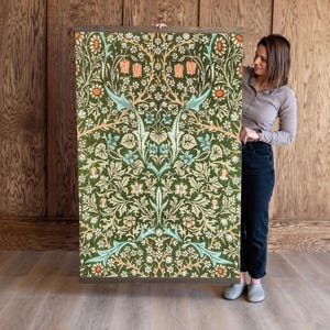 Vintage William Morris Style Botanical Tapestry: Textile Art Canvas | 501
