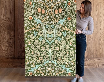 Vintage William Morris Style Botanical Tapestry: Textile Art Canvas | 501