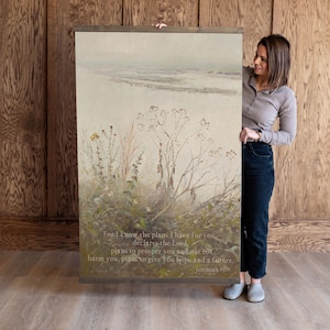 Tapiz de pared con versículos bíblicos / Porque sé los planes que tengo para ti / Tapiz de pared con escrituras antiguas / Tapiz de arte botánico / 168