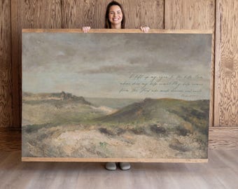 Vintage Psalm 121:1-2 Coastal Beach Tapestry – Christian Wall Art Canvas | 777