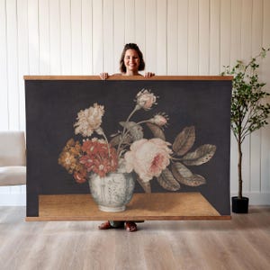 Floral Still Life Vintage Art Print: Extra Large Canvas Wall Hanging | 645